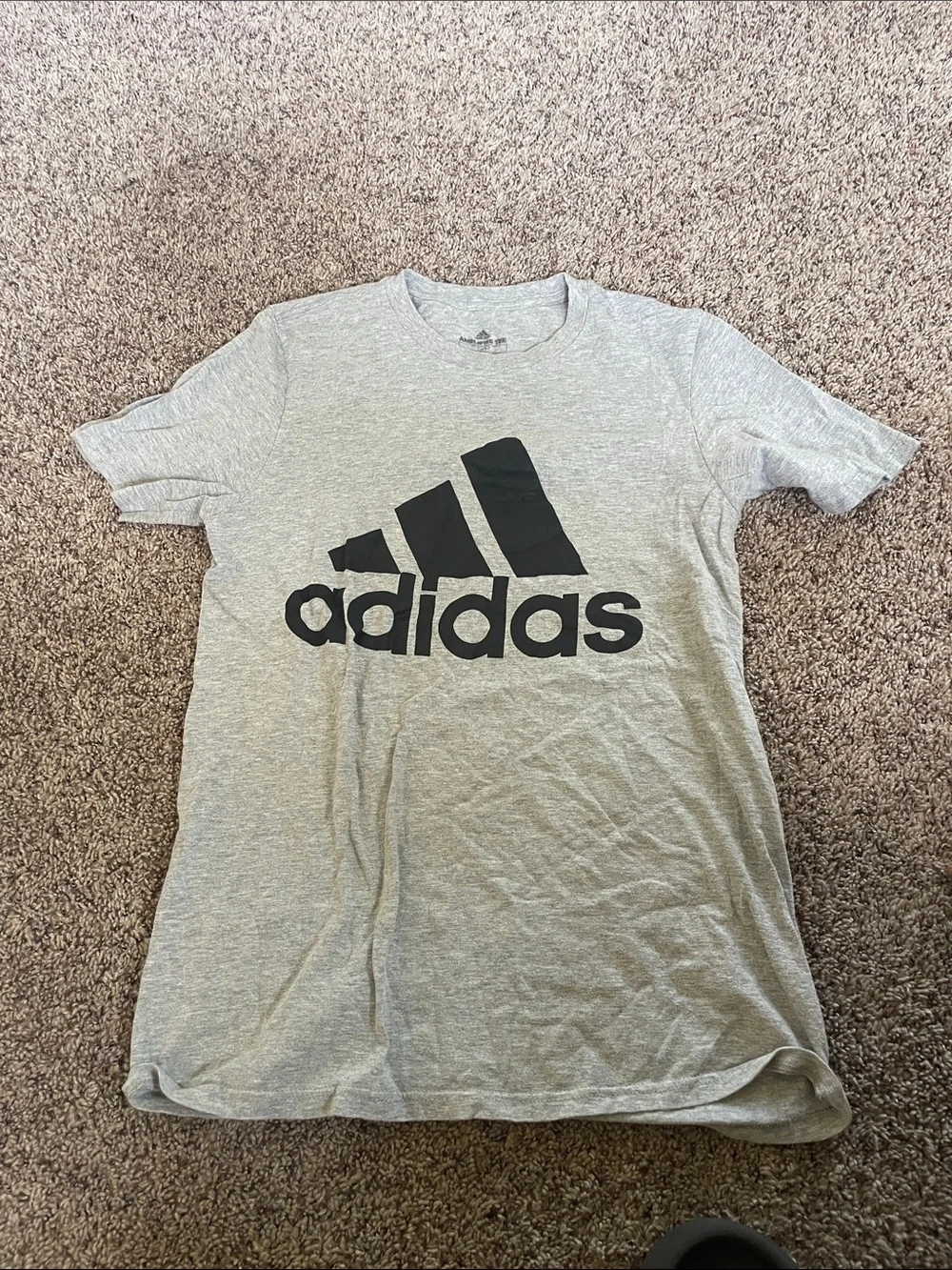 2- adidas men’s S Light Gray Tees with Black Logo
